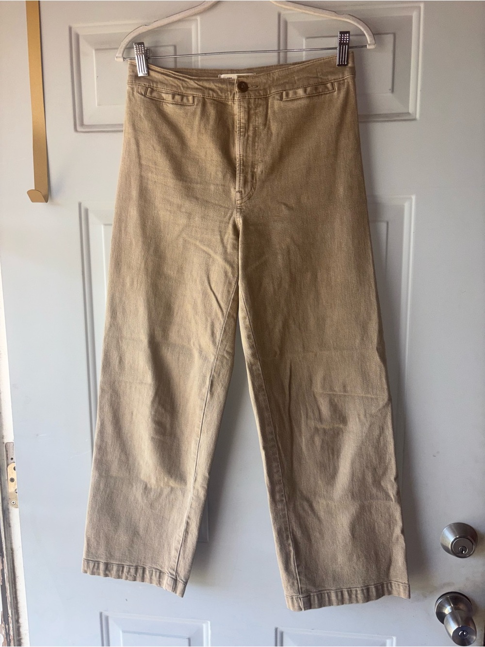 Madewell tan Emmett wide leg crop jeans size 27